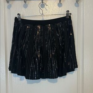 Express Black Sequin Skater Skirt